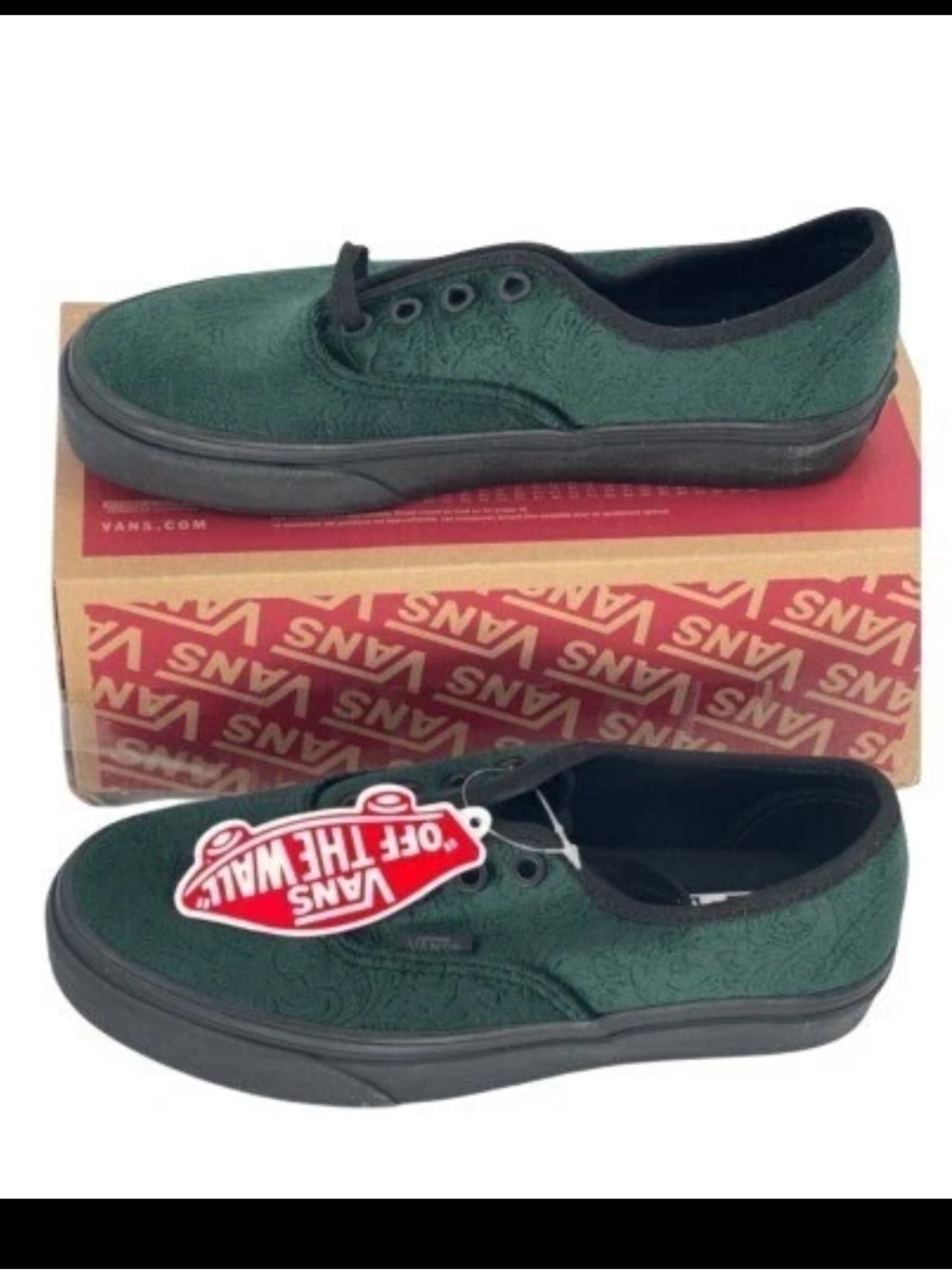 Unisex Vans Authentic Green Textured Flower Low-Top Sneakers with Black sole
